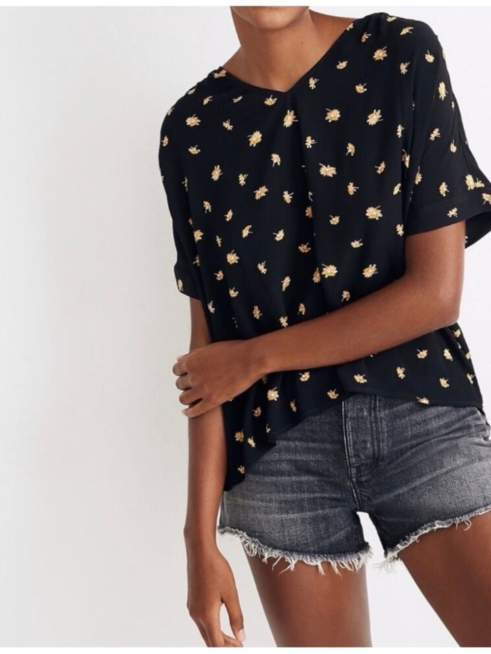 Madewell Daisy Print Floral Short-Sleeve Blouse - Sz L